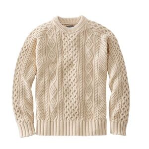 L.L. Bean Cream Crewneck Sweater cottage grandpa fisherman men women